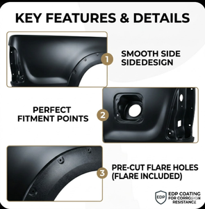 Guardabarros Traseros y Panel Lateral Derecho Sin Ganchos y Con Pasos de Rueda para Toyota Hilux <span class=keywords><strong>Vigo</strong></span> Doble Cabina Pickup 2005-2012 - Product Image 4