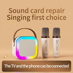 KINGLUCKY K12 Mini pour machine de karaoké Bluetooth, éclairage LED RVB portable, haut-parleur KTV avec communication USB et micro pour les fêtes - Product Image 4