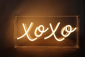 Ulalaza LED Neon Sign Light XOXO Sign Night Lamps Ambient Light Home Office Gym Arena 5V USB Dimmable