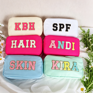 Faible QUANTITÉ MINIMALE <span class=keywords><strong>DE</strong></span> COMMANDE Stock Nylon Personnalisé Broderie Glitter Chenille Patches Voyage Plage Femmes Vacances Cadeaux Maquillage Petit Cosmétique Sacs - Product Image 1