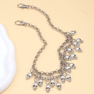 Cadena de cintura gótica con colgante de calavera, aleación de zinc, estilo punk, accesorio de Halloween, capa única, negro - Product Image 3