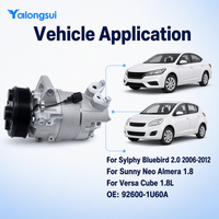 Compresseur de climatisation automatique YLS 92600 1U60A CSV511 6PK 12V R134a pour Nissan Sylphy Bluebird Sunny Versa Cube