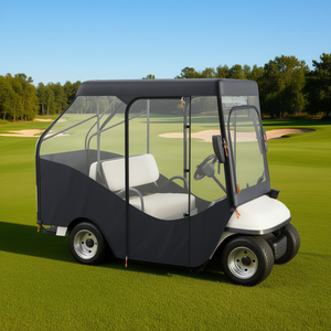 Housse de voiturette de golf DB 420D en polyester à 4 côtés, 95x40x60 pouces, noire, pour 5-6 places, avec fenêtres transparentes - Product Image 2