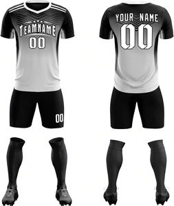 Custom Blue Soccer Jersey Kit Men's Short Sleeve V-Neck Moisture Wicking Uniform with Black Shorts and <b>Socks</b> All Seasons - Product Image 6