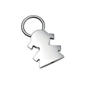 Portachiavi in metallo a forma di bambina, finitura argento, per bambini e regali - Product Image 1