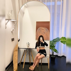 Floor Mirror Arched Full Length Frameless Glass Nordic Minimalist Style Home Use - Product Image 2