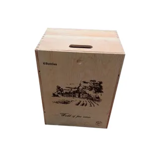 Paulownia แพคเกจของขวัญไวน์กรณีไม้ที่มีการพิมพ์หน้าจอหรือเลเซอร์หรือเผาโลโก้