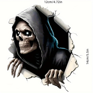 Pegatina 3D para coche con diseño de calavera de Grim Reaper, pegatina de vinilo impermeable de PVC para camión y motocicleta - Product Image 6
