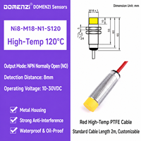 Domenzi Résistant à la chaleur 120 ° Capteur de proximité inductif C M18 NPN PNP pour four, fonderie, traitement thermique, montage non encastré