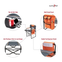 Chaise pliante robuste et portable avec poche latérale et poignée pour la plage, le camping en plein air, chaise de réalisateur