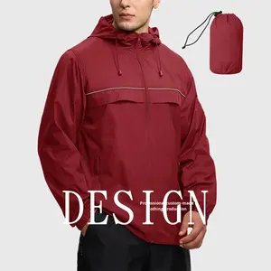 Chaqueta Impermeable con Capucha y Logotipo Personalizable para Hombre, Color Sólido, Resistente al Viento, para Primavera, Otoño e Invierno, Informal, de Lona - Product Image 1