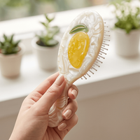 Brosse à cheveux en acétate à coussin d'air, motif fruit personnalisé délicat, peigne de massage portable pour filles, utilisation en voyage C0266