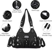 Tas Selempang Angel Kiss untuk Wanita, Tas Hobo Kecil Impor, Tas Tote Kulit PU Multi-Kantong dengan Resleting