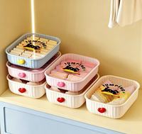 Boîte de rangement en plastique multi-compartiments avec couvercle, organisateur de tiroir pour sous-vêtements, chaussettes et petits objets