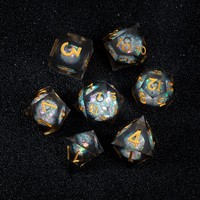 Dés à six faces Black Dragon 7, technologie liquide, bords tranchants, pour les amateurs de D&D et de jeux de rôle