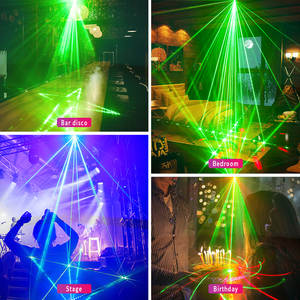 Ysh RGBW Laser Ánh Sáng sân khấu dẫn đèn 8 lỗ Disco chùm chiếu cho KTV bên 128 Mô hình màu xanh lá cây/Màu xanh/ấm trắng cho giọng nói - Product Image 6