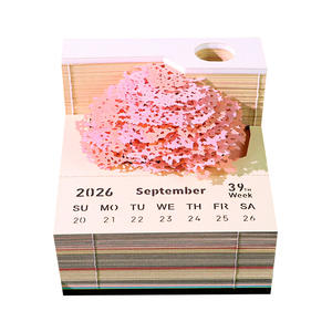 Vendita calda albero di Sakura <span class=keywords><strong>365</strong></span> giorni 2026 blocco per appunti personalizzato 3D carta artigianale Laser taglio calendario cubo per bambini - Product Image 2