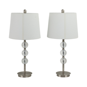 Lampade da Tavolo Moderne con Base a Sfera in Vetro e Paralumi Decorativi in Tessuto per Camera da Letto e Soggiorno - Product Image 4