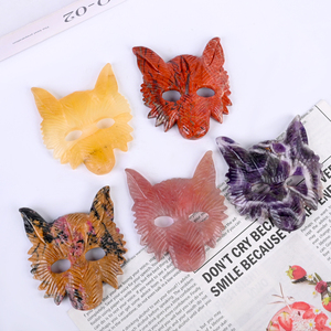 Masque de loup en cristal naturel sculpté, cristal de guérison spirituelle - Product Image 5