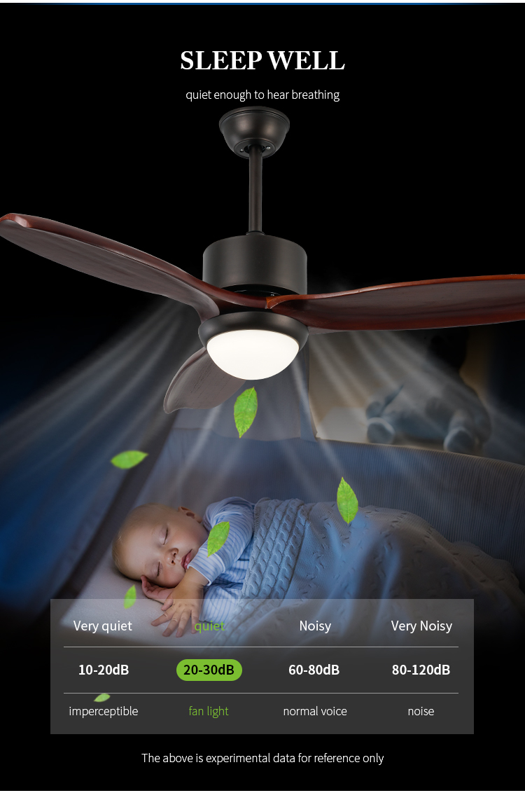 Electric ceiling fan with  ceiling fan 48 solid wood blades led wooden blade