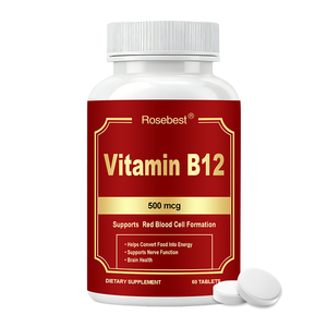 Rosebest Produttore Cinese Certificato GMP, Compresse di Vitamina <span class=keywords><strong>B12</strong></span> Pura 500mcg, Etichetta Privata, Formula Personalizzata, Vendita all'Ingrosso - Product Image 1