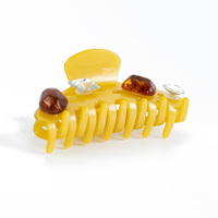 Pince à cheveux en acétate effet écaille de tortue imprimé léopard de 10 cm avec décoration florale en cristal, accessoire vintage pour chignon féminin
