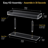 Présentoir à vêtements en acrylique transparent avec pieds de support solides – Épaisseur 3 mm, portable, résistant à l'eau, montage facile, rehausseur de buffet