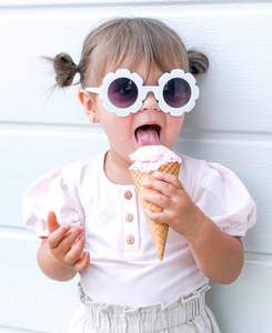 Lunettes de <span class=keywords><strong>soleil</strong></span> vintage en forme de <span class=keywords><strong>fleur</strong></span> pour enfants, protection UV rondes pour garçons et filles, adorables pour bébés, nouvelle collection - Product Image 2