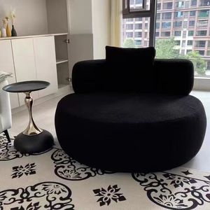 Sillón Individual de Salón, Pequeño, con Brazos, Tapizado en Terciopelo Bouclé, Sillón de Ocio, Sillón Giratorio Redondo Blanco - Product Image 4