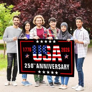 <span class=keywords><strong>Drapeau</strong></span> américain personnalisé du 250e anniversaire, 3x5 pieds, bannière patriotique d'extérieur avec attaches en cuivre, 1776-2026, décoration de cour - Product Image 5