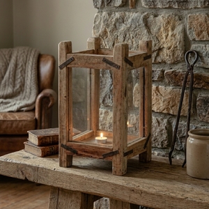 Handmade Wooden <b>Candle</b> Lantern <b>Square</b> Vintage Style Home Decoration Votive <b>Candle</b> Holder Rustic Farmhouse Decor - Product Image 2