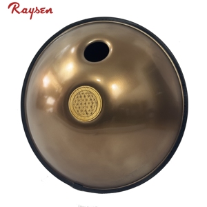 Handpan professionnel Raysen <span class=keywords><strong>9</strong></span> Notes <span class=keywords><strong>D</strong></span> <span class=keywords><strong>Kurd</strong></span> 432 Hz ou 440 Hz 53 cm, doré, avec sac HCT gratuit - Product Image 3