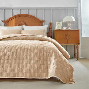 Vỏ chăn Polyester 3 màu rắn đặt hai lớp đệm hai mặt chải vải phong cách Châu Âu chống tĩnh điện - Product Image 2