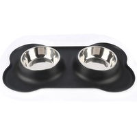 Cuenco de acero inoxidable para perro con 8 formas, duradero, con esterilla de silicona, dos cuencos para perros, muy útil con agua y comida