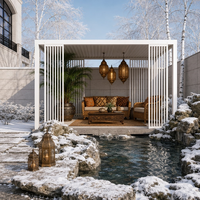 Bioklimatische Elektrische Pergola Moderne Aluminium-Lamellendach-Gartenlaube Wasserdichter Motorisierter Pavillon für Außenbereich Balkon Terrasse Pulverbeschichtet