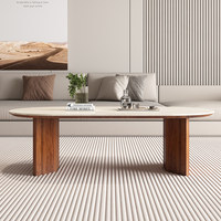 Table basse ovale en travertin, style rétro français, en bois massif, pour salon, petite table de cave en pierre naturelle