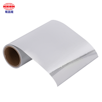 Film adhésif PET brillant argenté personnalisé 26,5 cm x 30 m, entièrement décollable, résistant à la chaleur, sans résidu, anti-effraction, auto-adhésif