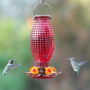 ที่ป้อนนกฮัมมิงเบิร์ดแก้วพร้อมอุปกรณ์ป้องกันการรั่วฐานโลหะกันผึ้งของขวัญตกแต่งสวนกลางแจ้งสำหรับคนรักนก - Product Image 6