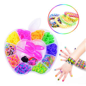 Élastiques pour enfants personnalisés Kit de bandes de petit métier à tisser de couleur élastique en boîte pour la fabrication de bracelets - Product Image 1