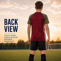 Ensemble de sport personnalisé pour jeunes joueurs de football, manches courtes, col rond, manches raglan, pour l'entraînement et les matchs des équipes de football junior