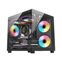 Boîtier PC ATX en verre trempé refroidi par eau panoramique à 270 degrés, vente chaude, support de rangée froide 240 pour les jeux d'e-sport, format ATX en stock