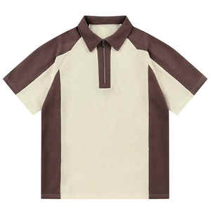 Streetwear Y2K camisetas de gran tamaño hombres media cremallera empalme Hip Hop camiseta Tops verano camisetas sueltas - Product Image 4