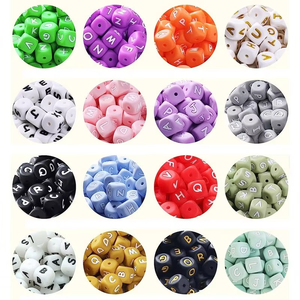 Atacado Soft Silicone <span class=keywords><strong>Baby</strong></span> Teether Toy Alfabeto 12mm Carta Beads Dentição Focal Silicone Beads para <span class=keywords><strong>Pen</strong></span> Making - Product Image 6