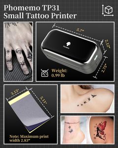 Phomemo TP31 Kabelloser Tattoo-Schablonendrucker, Tragbare Taschen-Thermotransfermaschine für Künstler, Bluetooth-Schablonenhersteller - Product Image 5