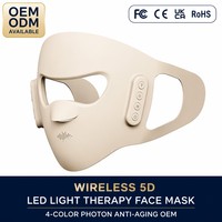 Masque facial LED sans fil professionnel à photons, 4 longueurs d'onde, anti-âge, anti-acné, collagène, rechargeable, FCC CE, usine OEM