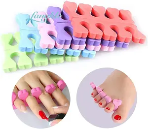 Separadores de dedos desechables para esmalte de uñas, esponja suave y colorida, venta al por mayor