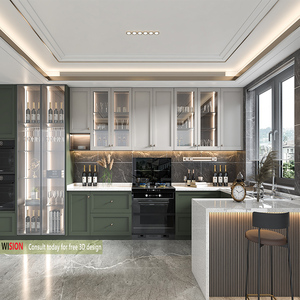 Mobili da Cucina Modulari Moderni Personalizzati con Ante in Legno e Piani di Lavoro in <span class=keywords><strong>Resina</strong></span> Effetto Marmo <span class=keywords><strong>per</strong></span> Centri Commerciali, Sale da Pranzo, Cantine e Ospedali - Product Image 3