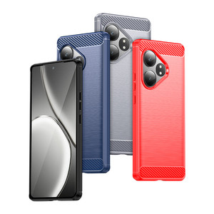 เคสโทรศัพท์ฝาหลัง TPU กันกระแทกคาร์บอนไฟเบอร์สำหรับ OPPO realme GT NEO 6