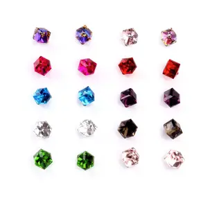 Wholesale price fashion stainless steel crystal CZ earring jewelry colorful stone stud earring for unisex/kids women