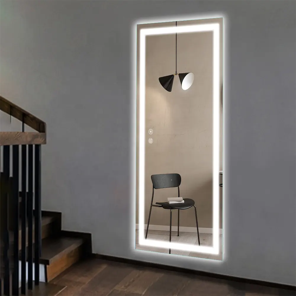 Full Length Rectangle Led mirror with led lighted Wall Hanging Backlit Magic LED Bathroom Smart Mirror